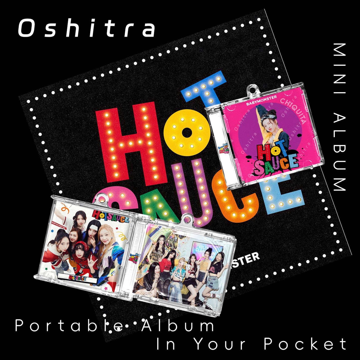Babymonster「Hot Sause」Mini Album NFCミニアルバムキーホルダー スマホタッチで音楽再生 推し活グッズ