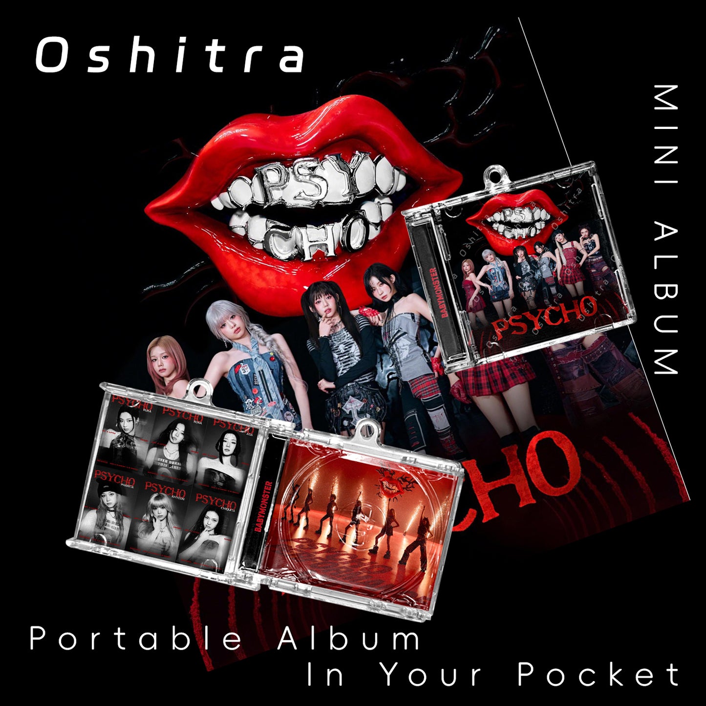 Babymonster「Psycho」Mini Album NFCミニアルバムキーホルダー スマホタッチで音楽再生 推し活グッズ