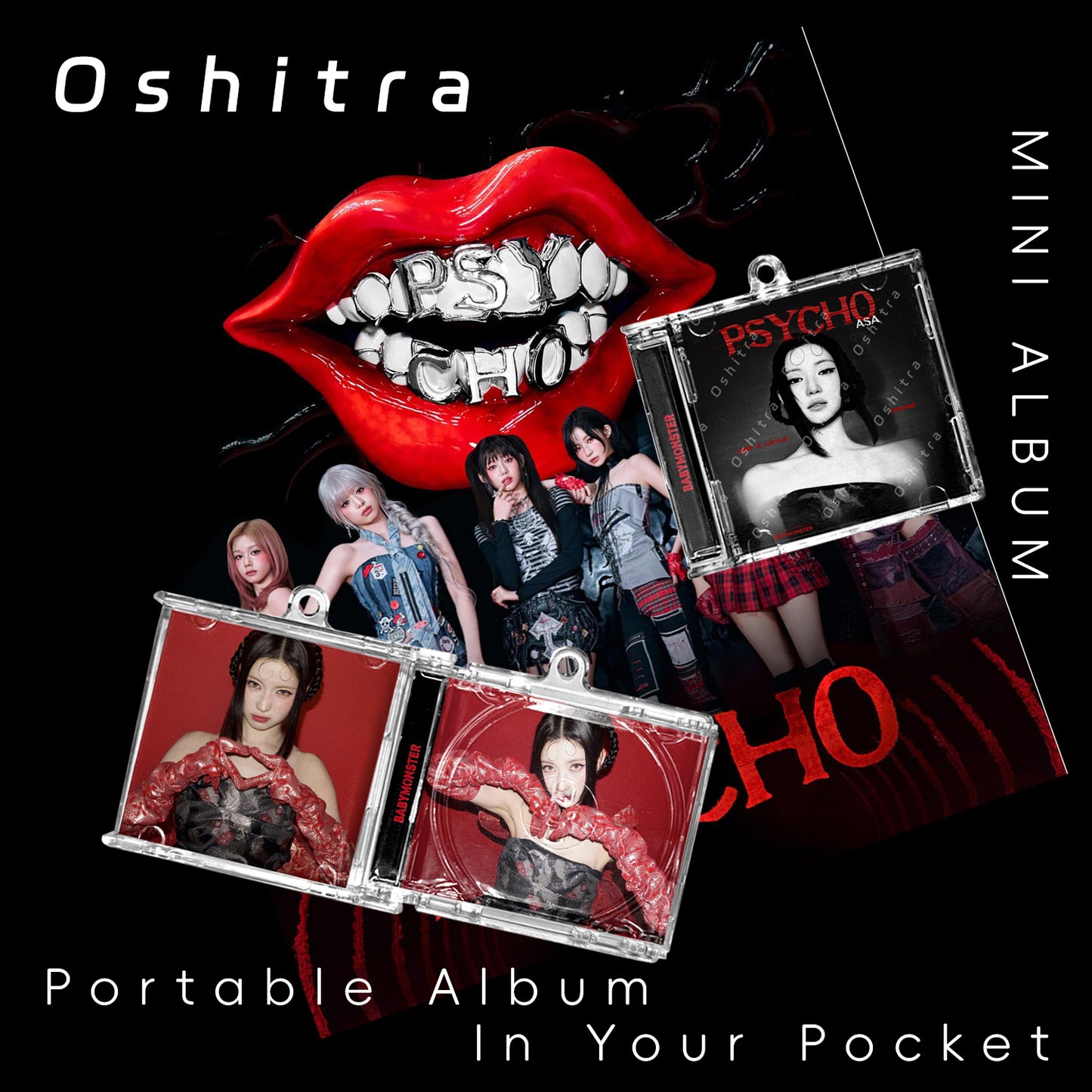 Babymonster「Psycho」Mini Album NFCミニアルバムキーホルダー スマホタッチで音楽再生 推し活グッズ
