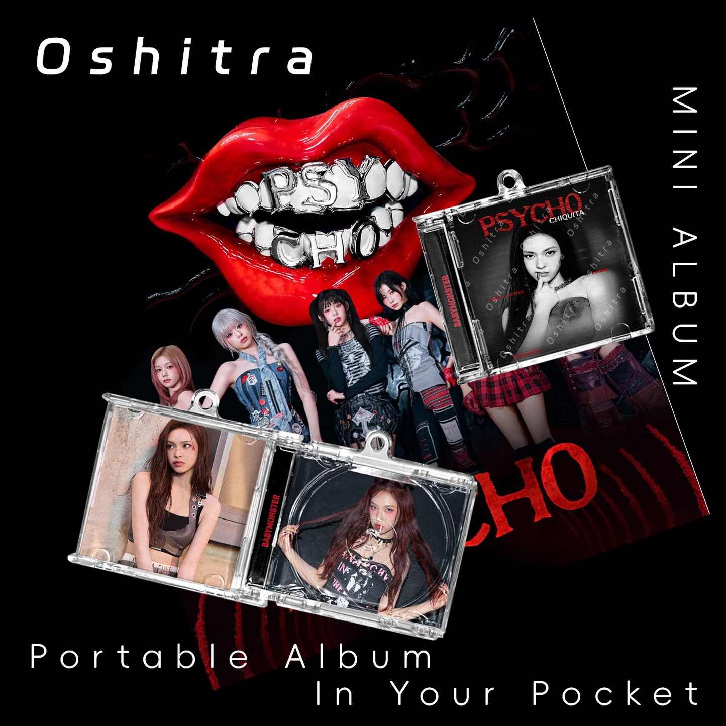 Babymonster「Psycho」Mini Album NFCミニアルバムキーホルダー スマホタッチで音楽再生 推し活グッズ