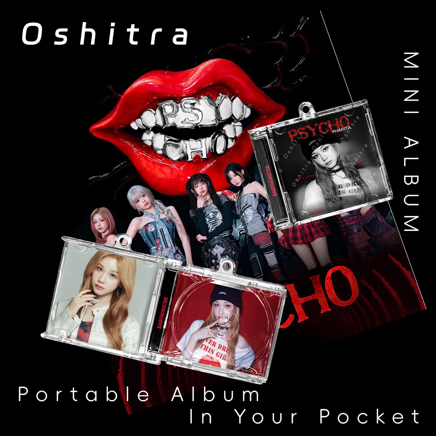 Babymonster「Psycho」Mini Album NFCミニアルバムキーホルダー スマホタッチで音楽再生 推し活グッズ