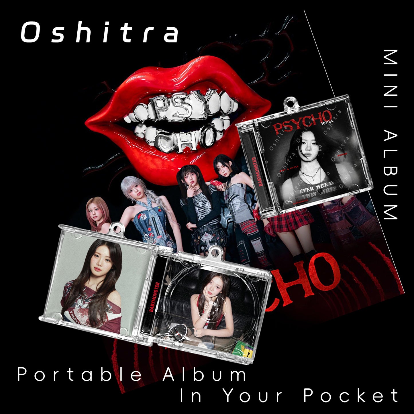 Babymonster「Psycho」Mini Album NFCミニアルバムキーホルダー スマホタッチで音楽再生 推し活グッズ