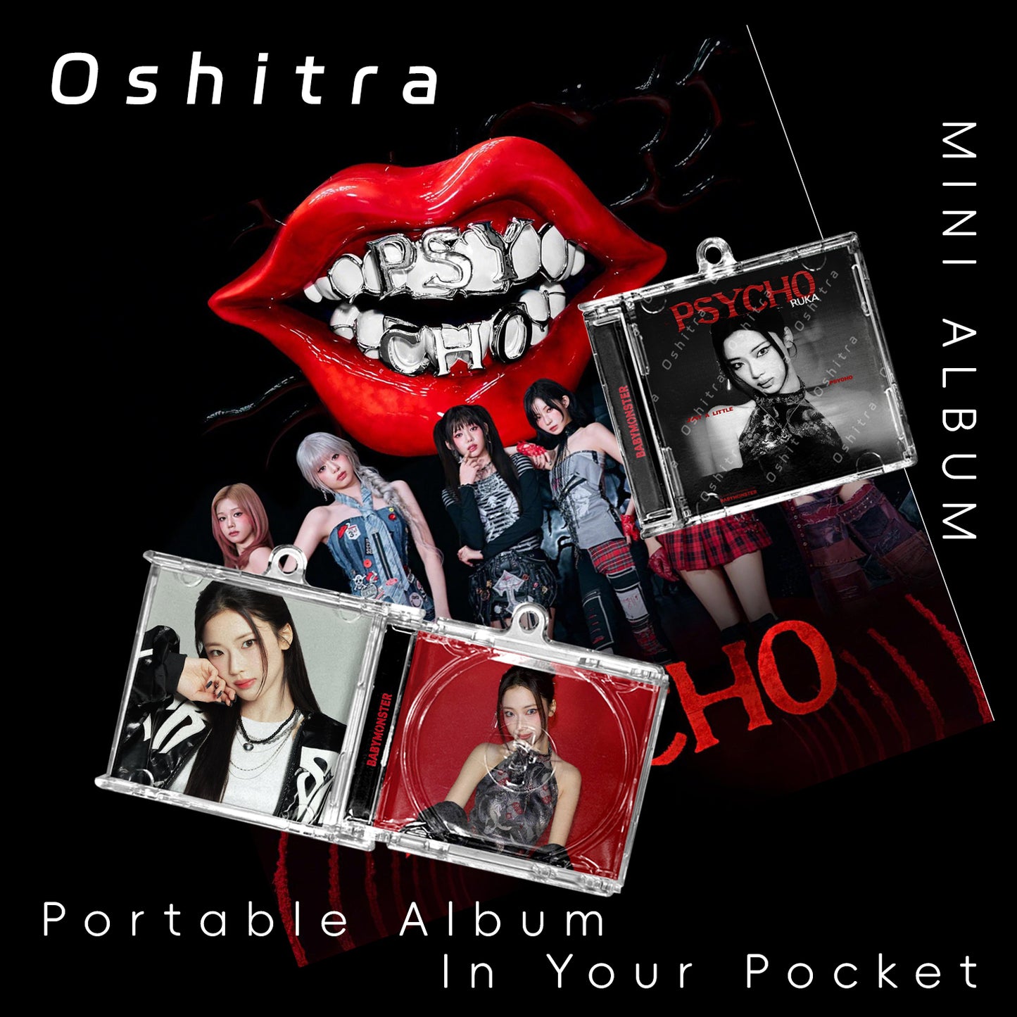 Babymonster「Psycho」Mini Album NFCミニアルバムキーホルダー スマホタッチで音楽再生 推し活グッズ
