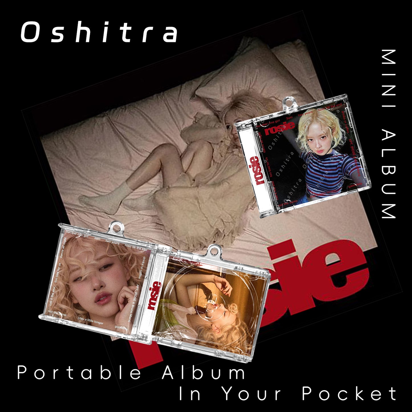 BlackPink「Rosie」Mini Album NFCミニアルバムキーホルダー スマホタッチで音楽再生 推し活グッズ