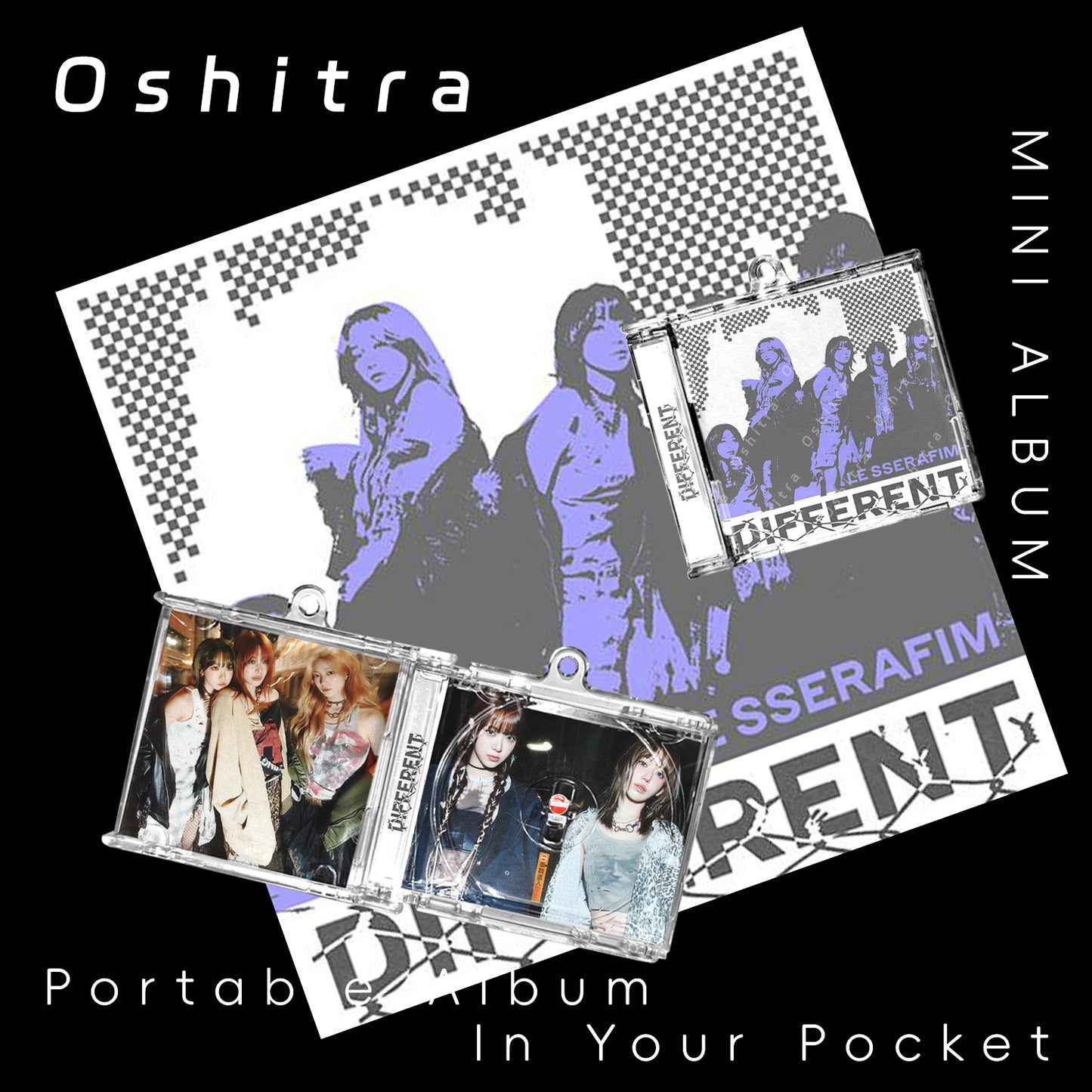 LE SSERAFIM「Different」Mini Album NFCミニアルバムキーホルダー スマホタッチで音楽再生 推し活グッズ