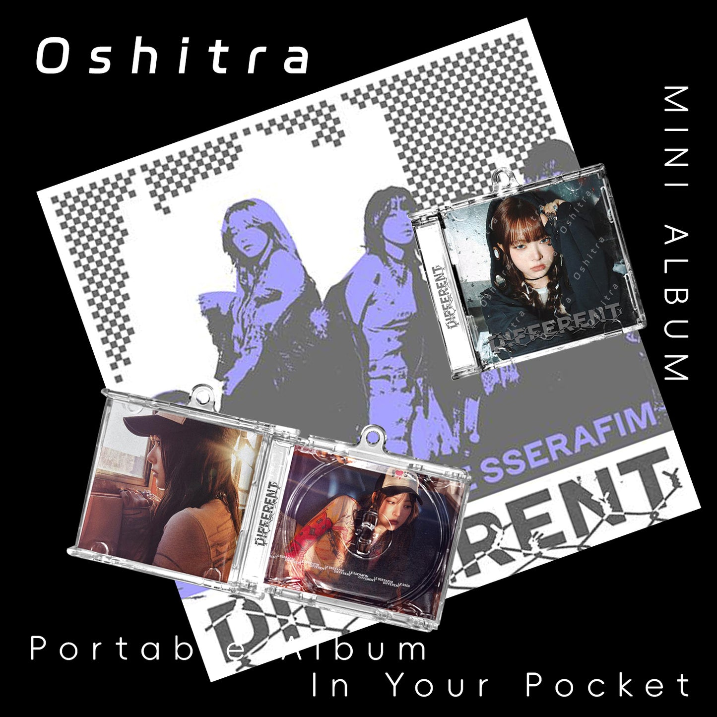 LE SSERAFIM「Different」Mini Album NFCミニアルバムキーホルダー スマホタッチで音楽再生 推し活グッズ