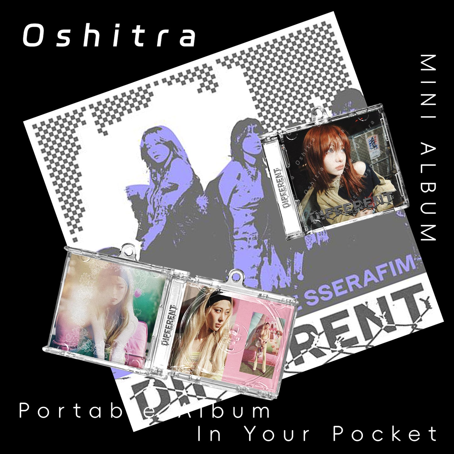 LE SSERAFIM「Different」Mini Album NFCミニアルバムキーホルダー スマホタッチで音楽再生 推し活グッズ