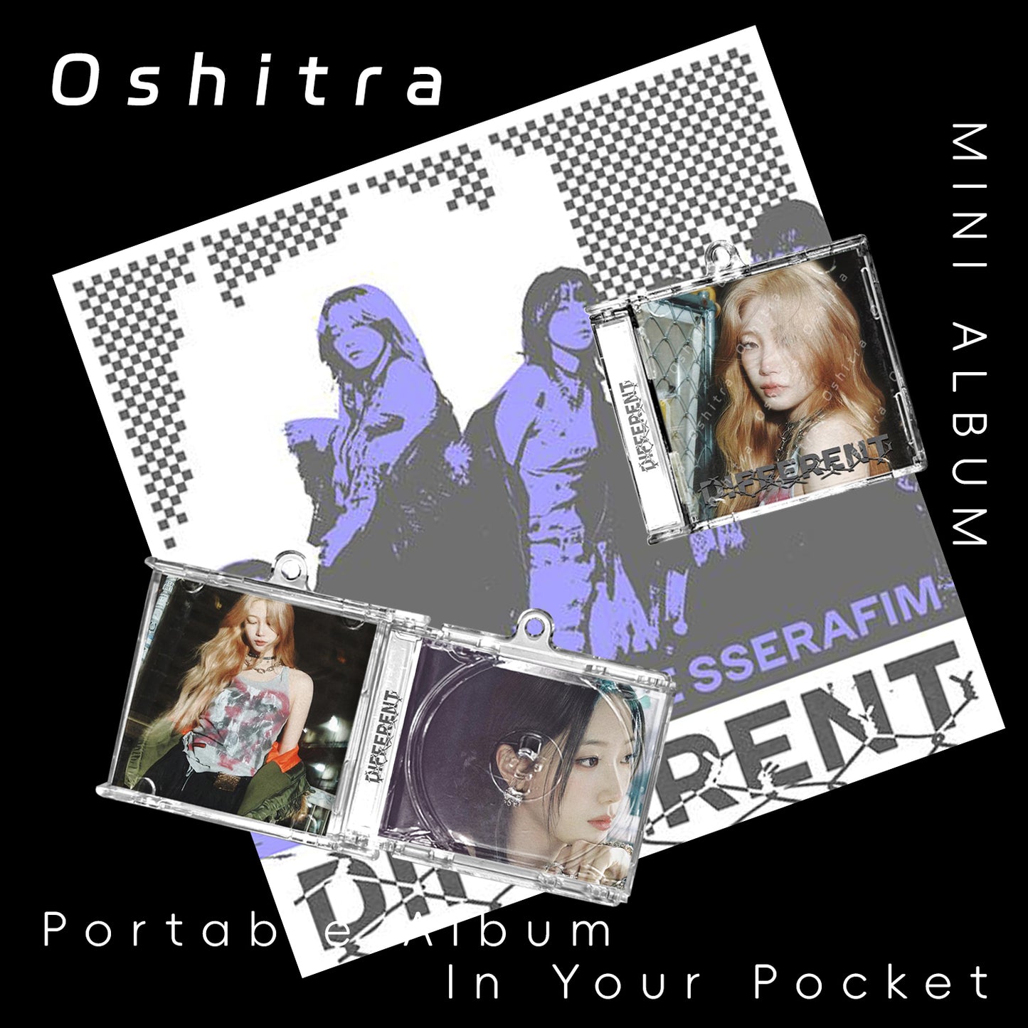 LE SSERAFIM「Different」Mini Album NFCミニアルバムキーホルダー スマホタッチで音楽再生 推し活グッズ