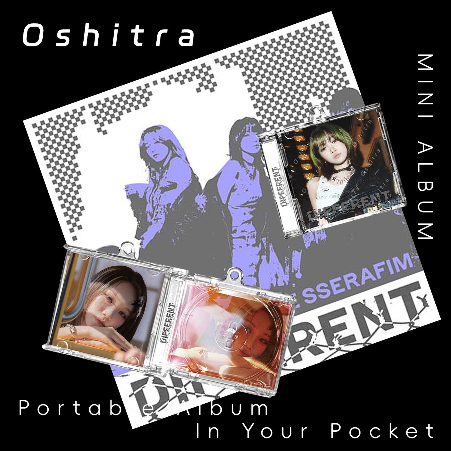LE SSERAFIM「Different」Mini Album NFCミニアルバムキーホルダー スマホタッチで音楽再生 推し活グッズ