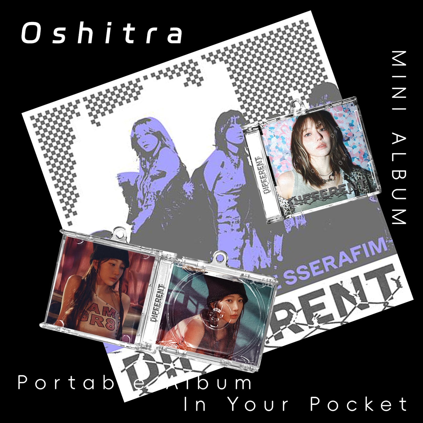 LE SSERAFIM「Different」Mini Album NFCミニアルバムキーホルダー スマホタッチで音楽再生 推し活グッズ