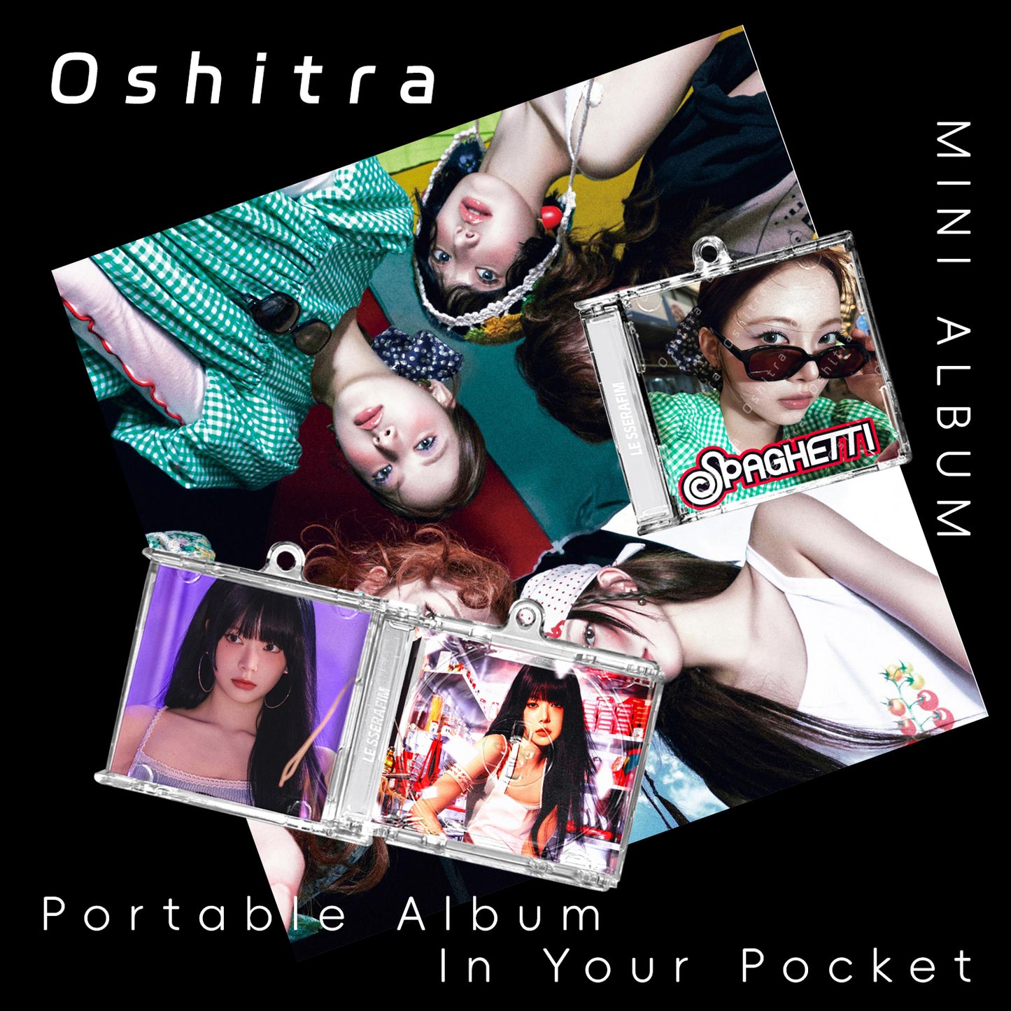 LE SSERAFIM「Spaghetti」Mini Album NFCミニアルバムキーホルダー スマホタッチで音楽再生 推し活グッズ