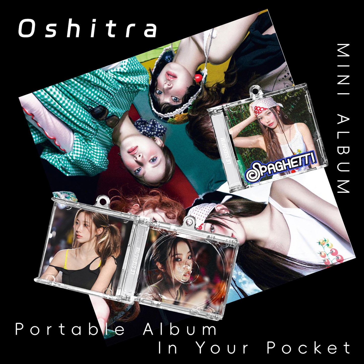 LE SSERAFIM「Spaghetti」Mini Album NFCミニアルバムキーホルダー スマホタッチで音楽再生 推し活グッズ