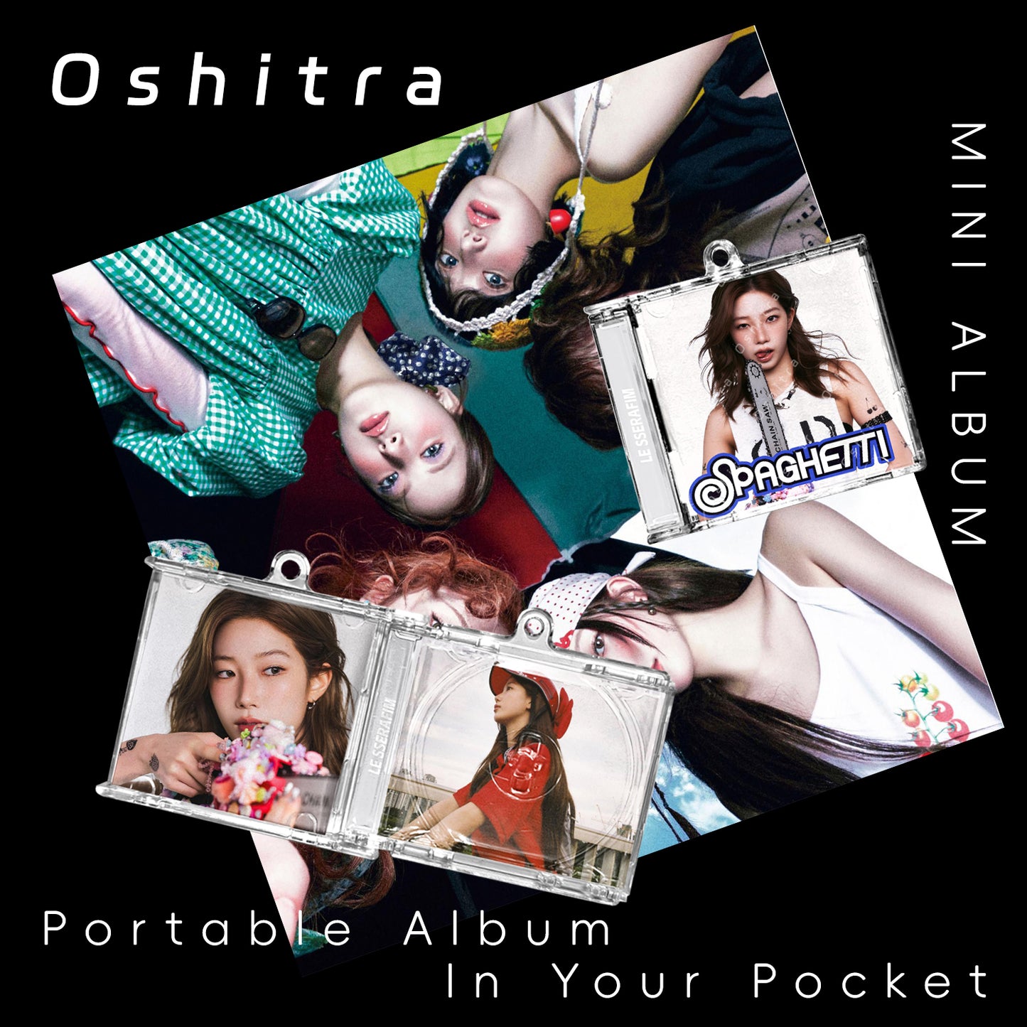 LE SSERAFIM「Spaghetti」Mini Album NFCミニアルバムキーホルダー スマホタッチで音楽再生 推し活グッズ