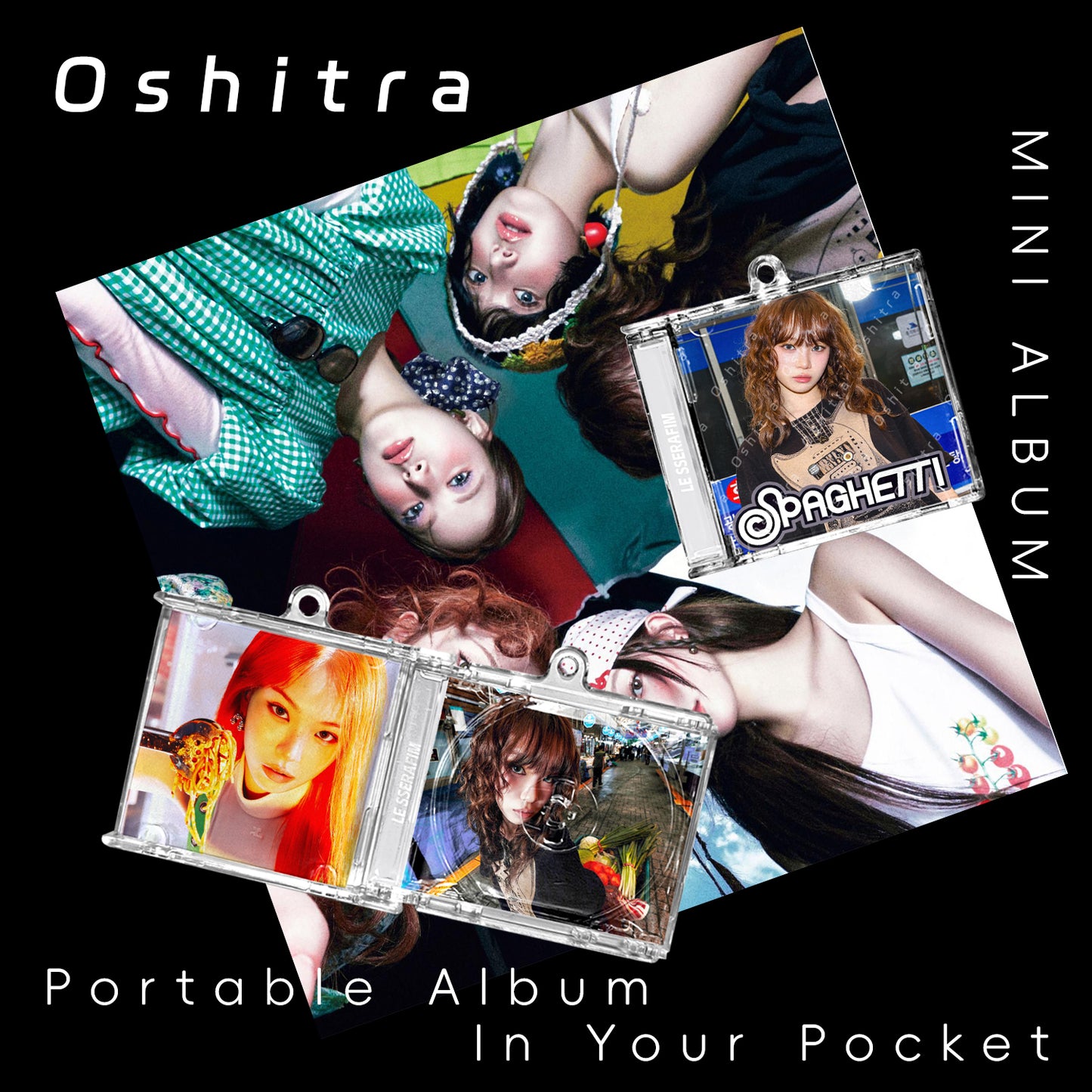 LE SSERAFIM「Spaghetti」Mini Album NFCミニアルバムキーホルダー スマホタッチで音楽再生 推し活グッズ