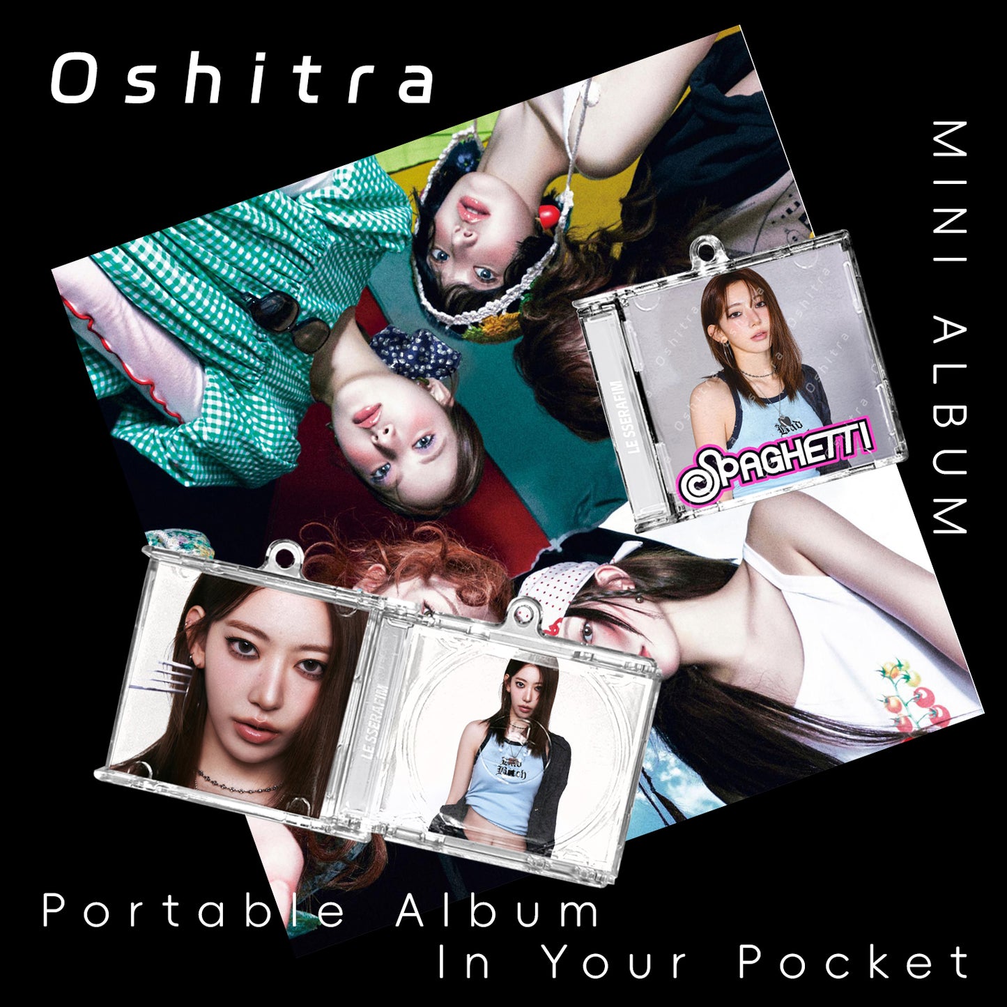 LE SSERAFIM「Spaghetti」Mini Album NFCミニアルバムキーホルダー スマホタッチで音楽再生 推し活グッズ