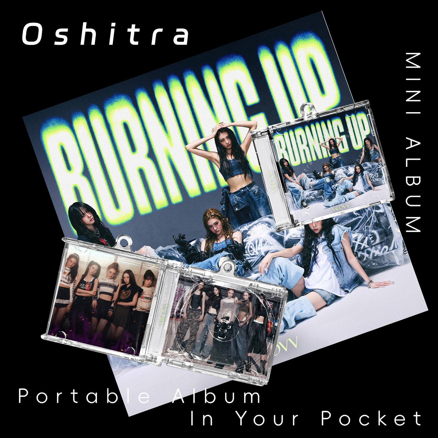 MEOVV「Burning Up」Mini Album NFCミニアルバムキーホルダー スマホタッチで音楽再生 推し活グッズ