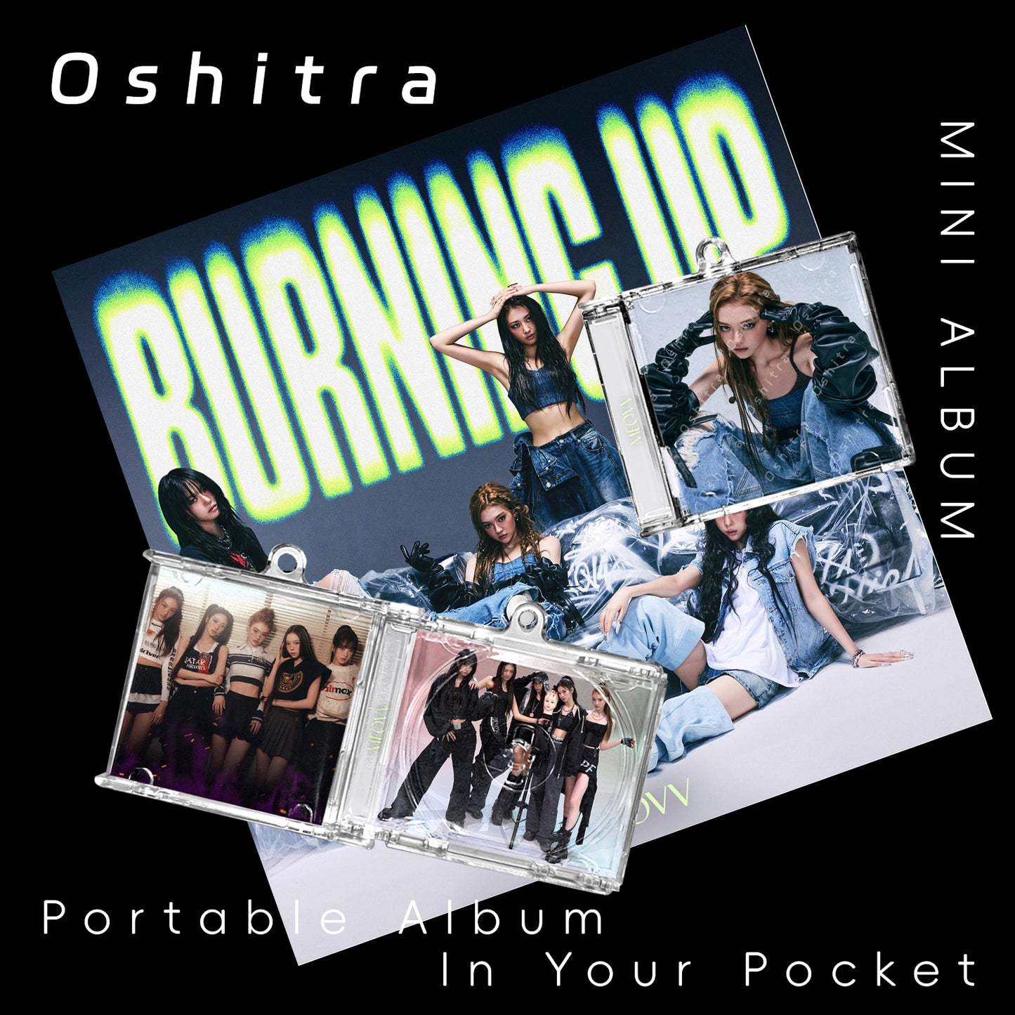 MEOVV「Burning Up」Mini Album NFCミニアルバムキーホルダー スマホタッチで音楽再生 推し活グッズ