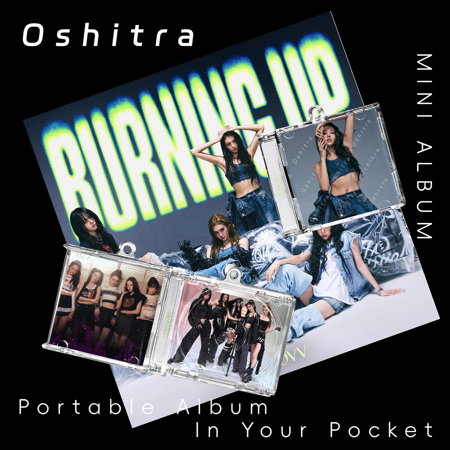 MEOVV「Burning Up」Mini Album NFCミニアルバムキーホルダー スマホタッチで音楽再生 推し活グッズ