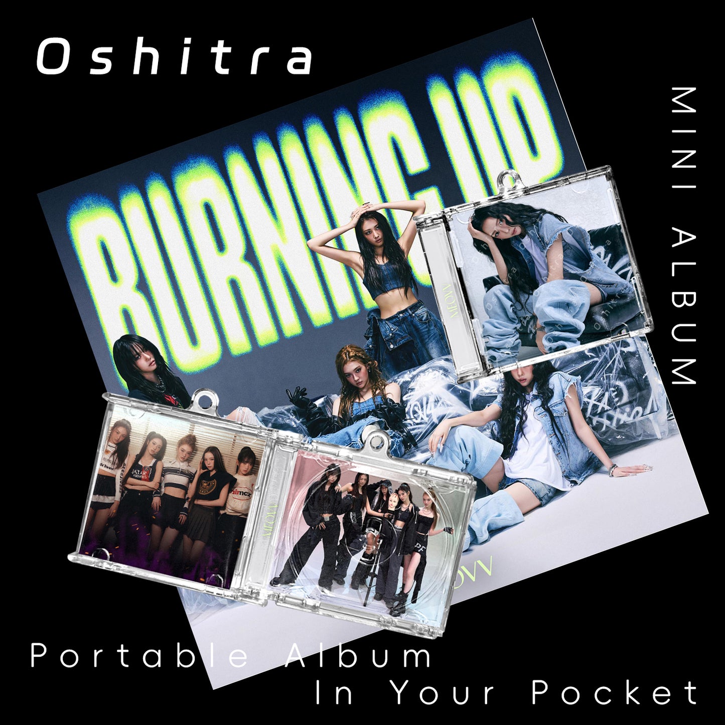 MEOVV「Burning Up」Mini Album NFCミニアルバムキーホルダー スマホタッチで音楽再生 推し活グッズ