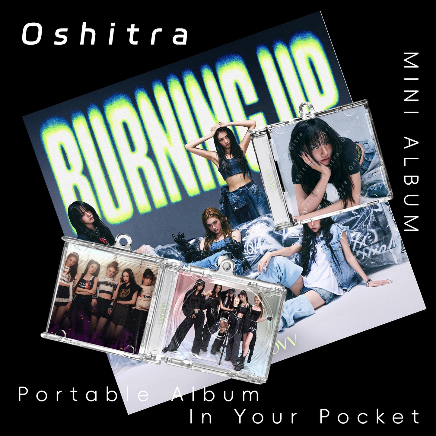 MEOVV「Burning Up」Mini Album NFCミニアルバムキーホルダー スマホタッチで音楽再生 推し活グッズ
