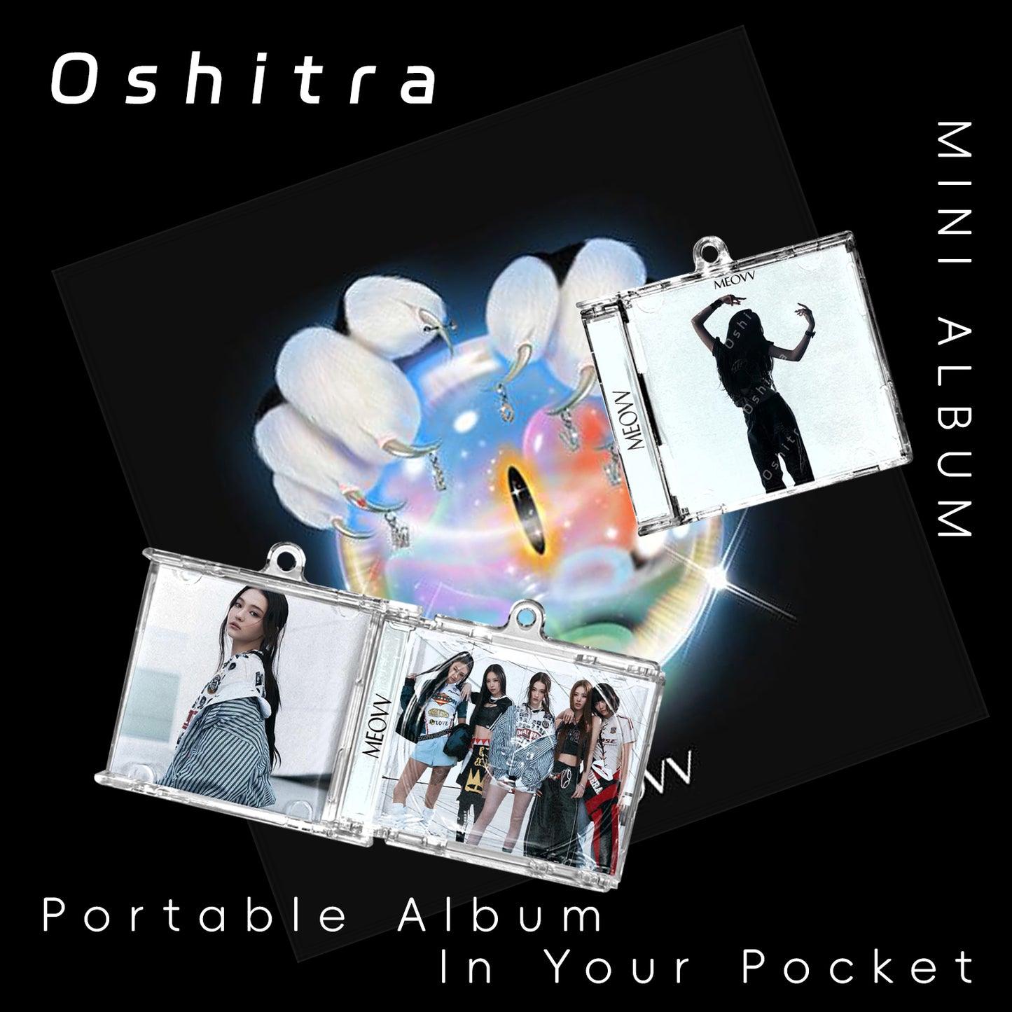 MEOVV「Hands Up」Mini Album NFCミニアルバムキーホルダー スマホタッチで音楽再生 推し活グッズ