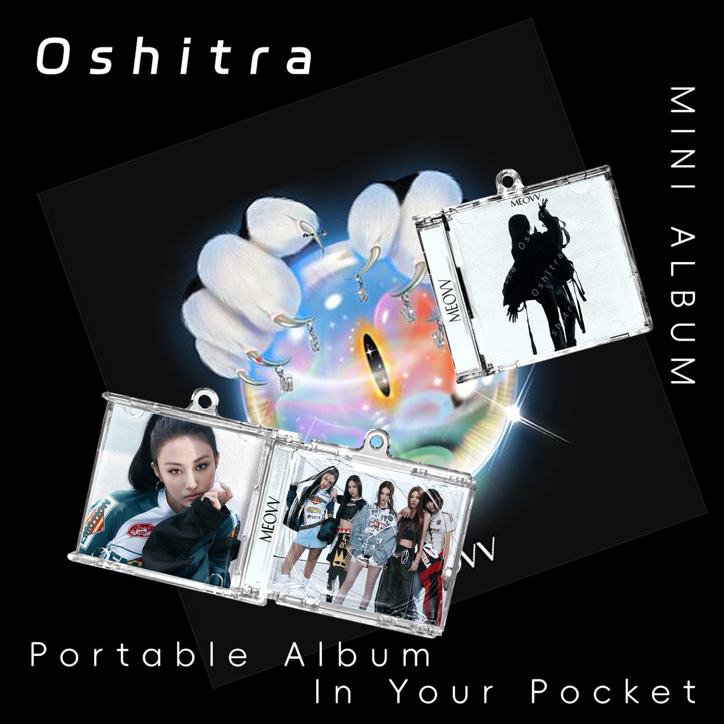 MEOVV「Hands Up」Mini Album NFCミニアルバムキーホルダー スマホタッチで音楽再生 推し活グッズ