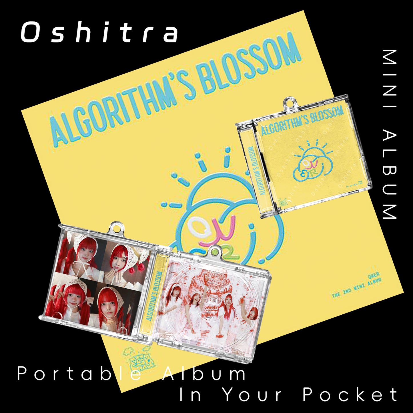 QWER「algorithm's Blossom」Mini Album NFCミニアルバムキーホルダー スマホタッチで音楽再生 推し活グッズ