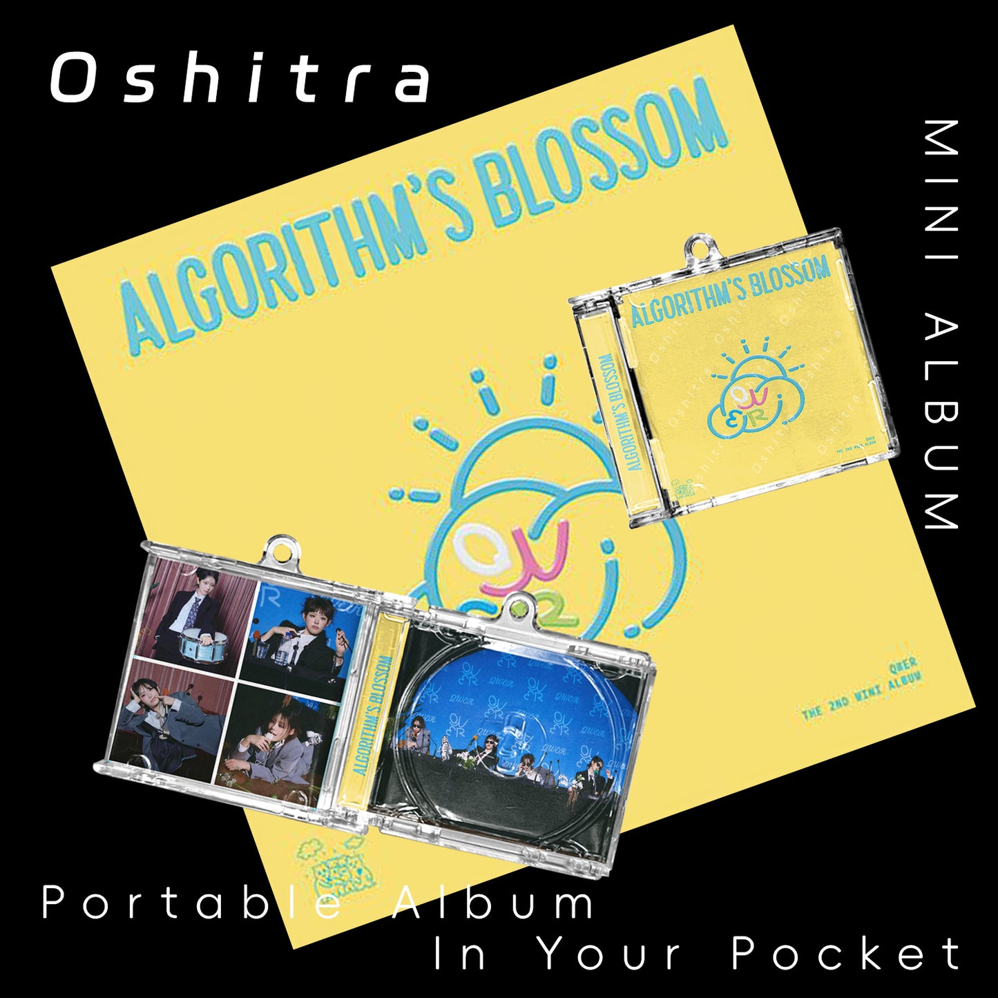 QWER「algorithm's Blossom」Mini Album NFCミニアルバムキーホルダー スマホタッチで音楽再生 推し活グッズ