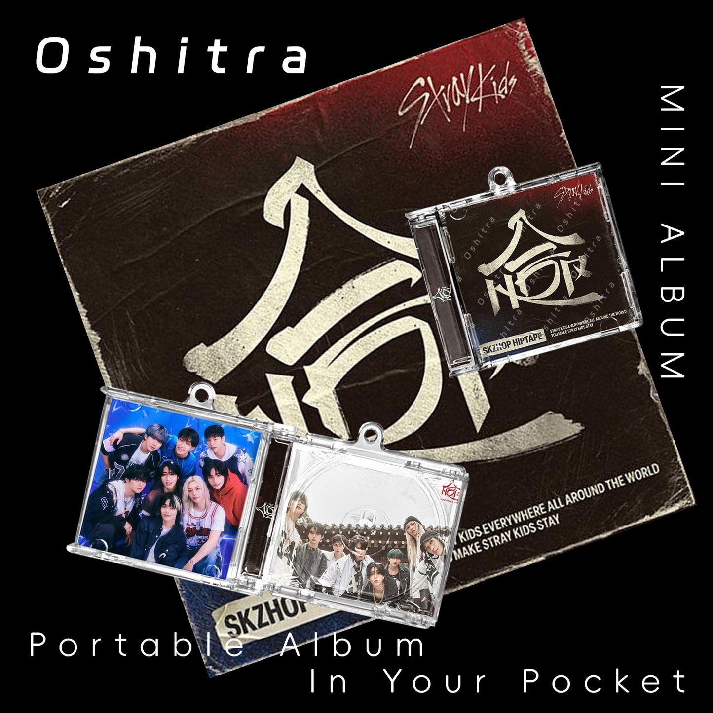 StrayKids「HOP」Mini Album NFCミニアルバムキーホルダー スマホタッチで音楽再生 推し活グッズ