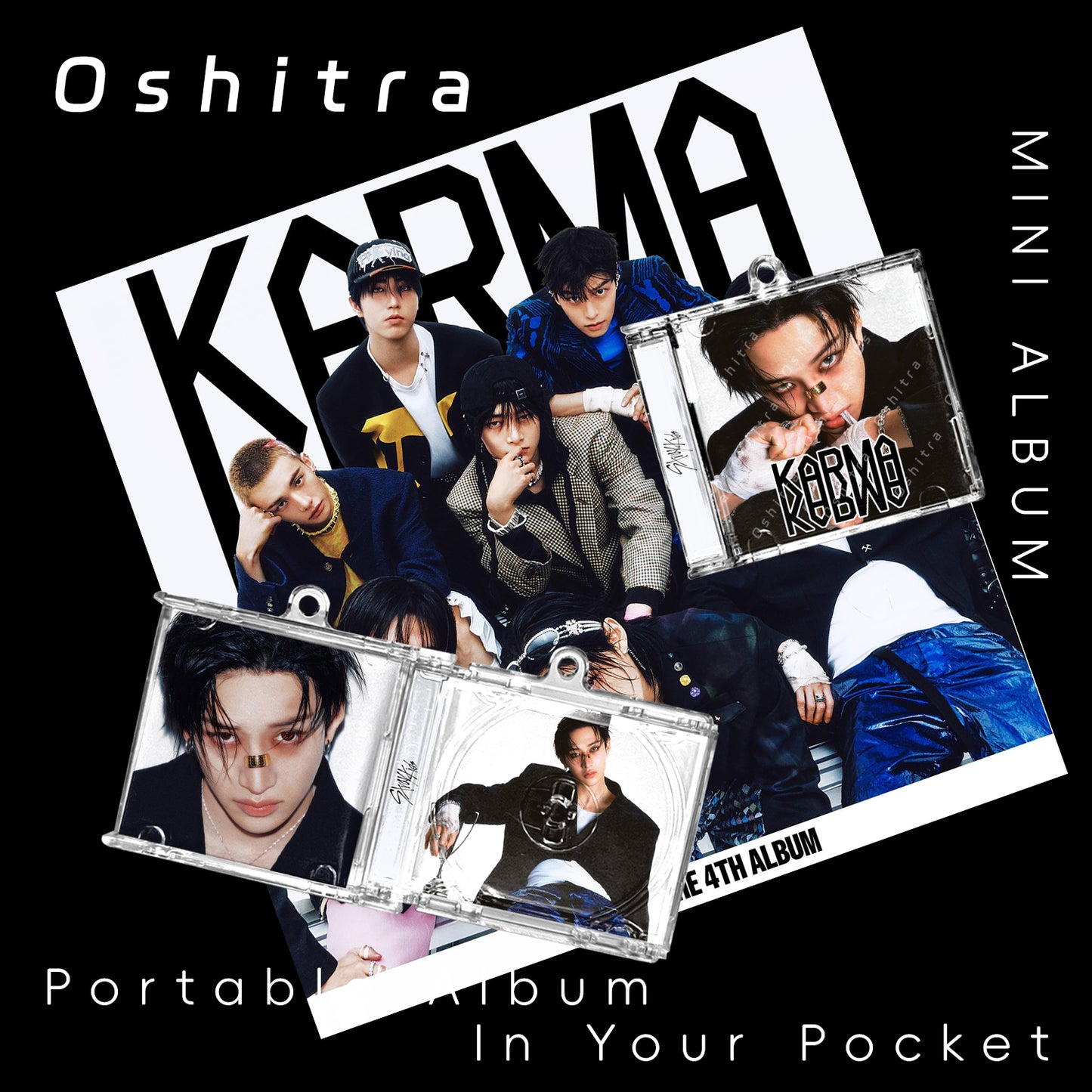 StrayKids「KARMA」Mini Album NFCミニアルバムキーホルダー スマホタッチで音楽再生 推し活グッズ