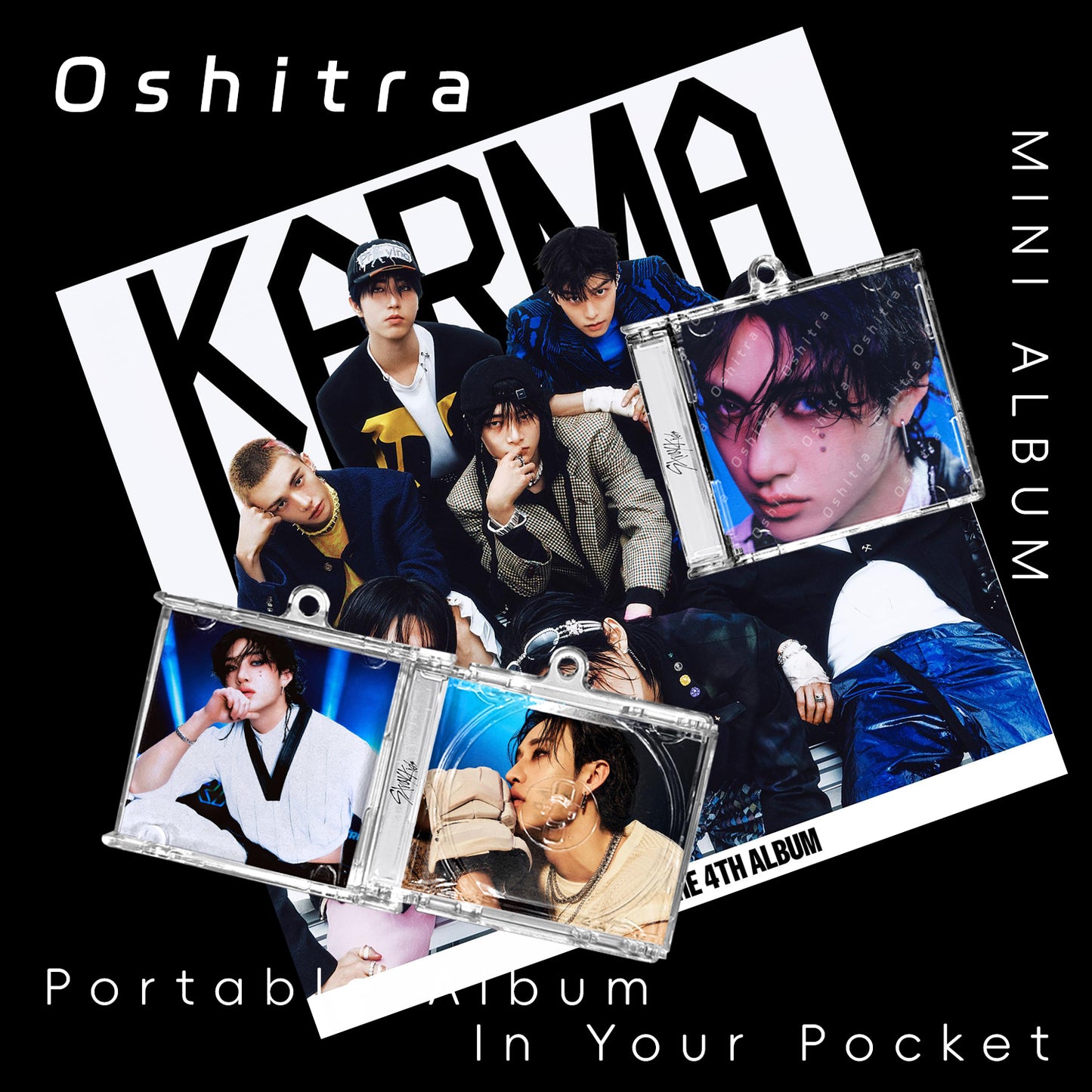 StrayKids「KARMA」Mini Album NFCミニアルバムキーホルダー スマホタッチで音楽再生 推し活グッズ