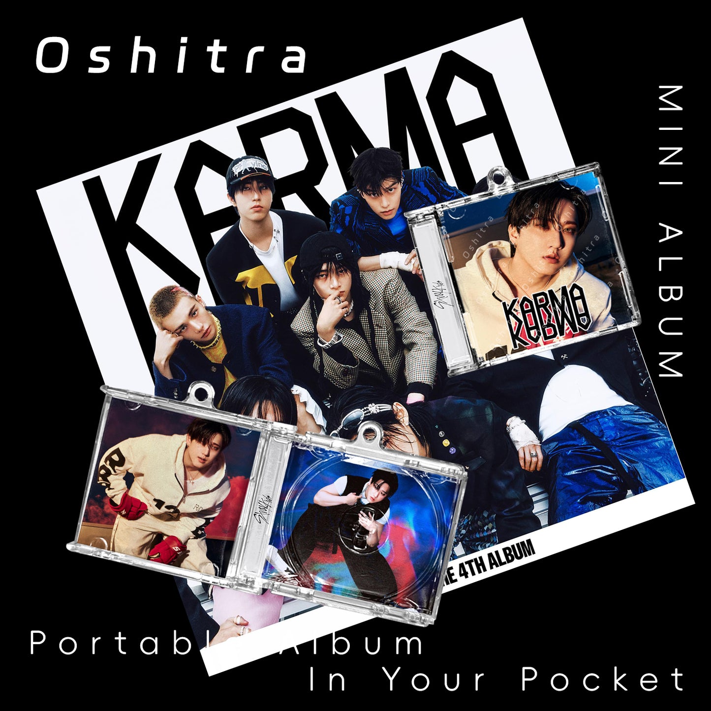 StrayKids「KARMA」Mini Album NFCミニアルバムキーホルダー スマホタッチで音楽再生 推し活グッズ
