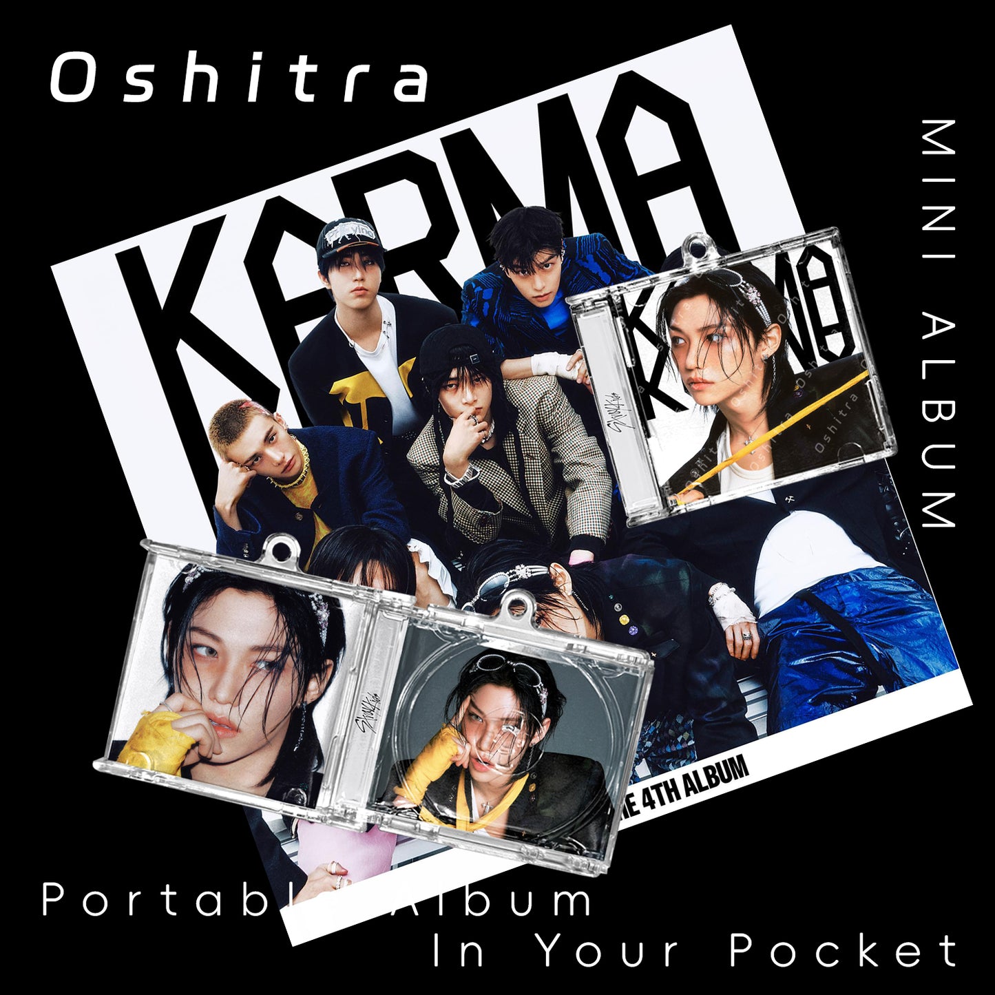StrayKids「KARMA」Mini Album NFCミニアルバムキーホルダー スマホタッチで音楽再生 推し活グッズ