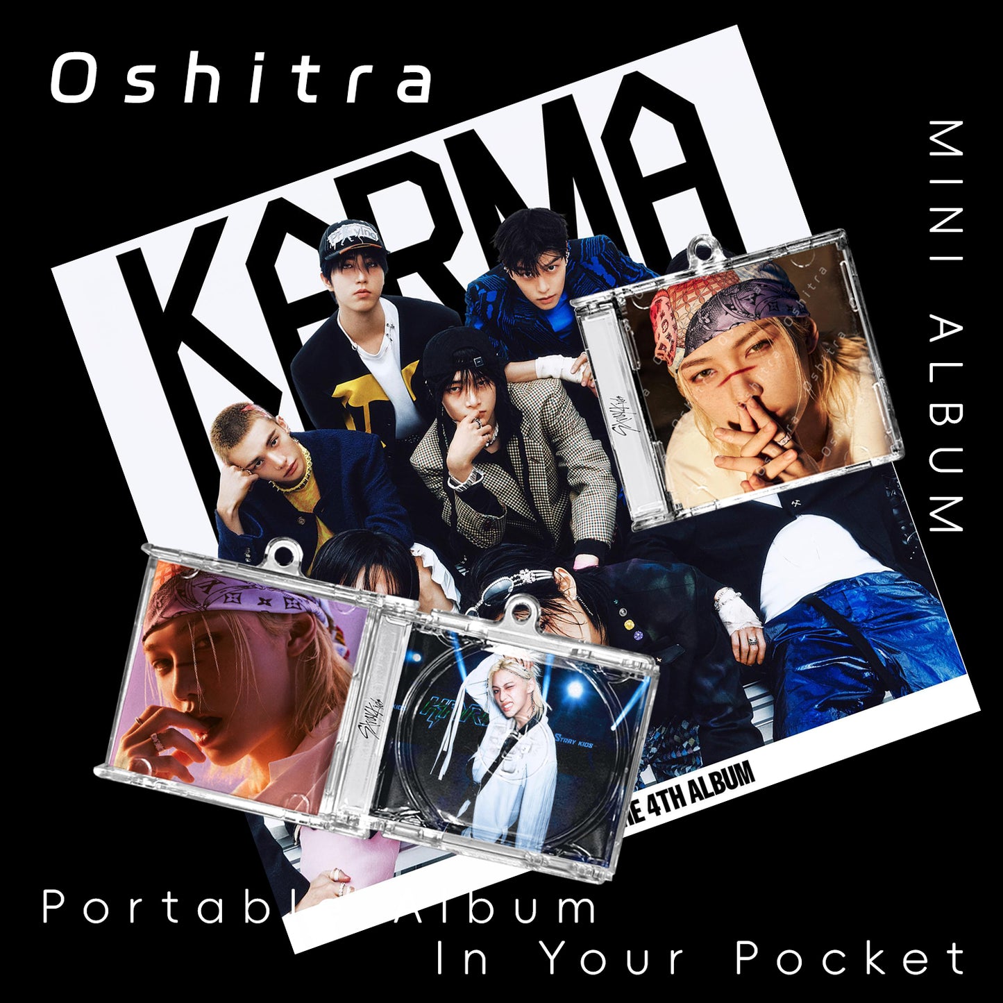 StrayKids「KARMA」Mini Album NFCミニアルバムキーホルダー スマホタッチで音楽再生 推し活グッズ