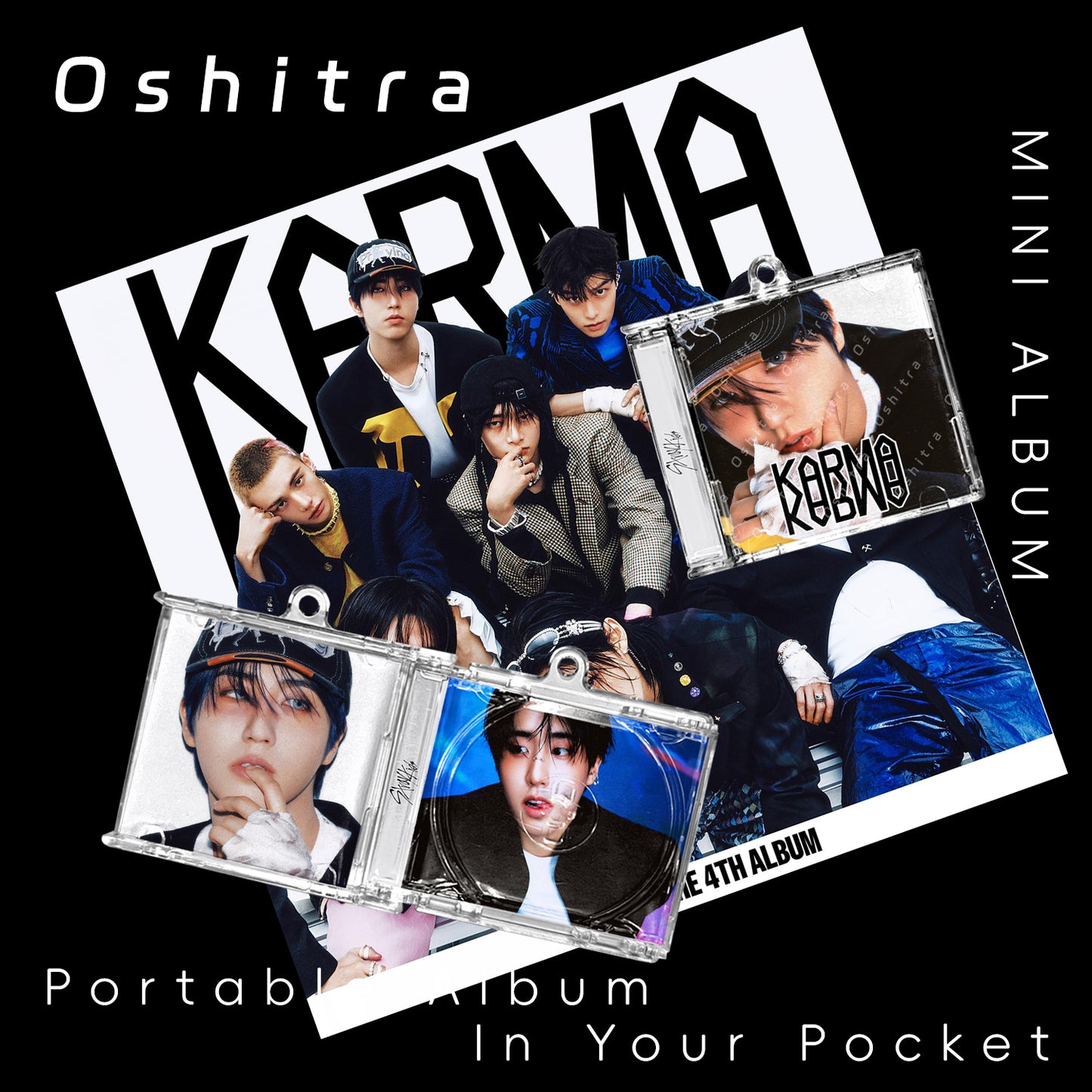 StrayKids「KARMA」Mini Album NFCミニアルバムキーホルダー スマホタッチで音楽再生 推し活グッズ