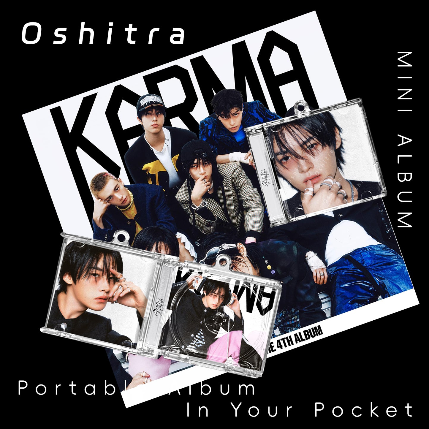StrayKids「KARMA」Mini Album NFCミニアルバムキーホルダー スマホタッチで音楽再生 推し活グッズ