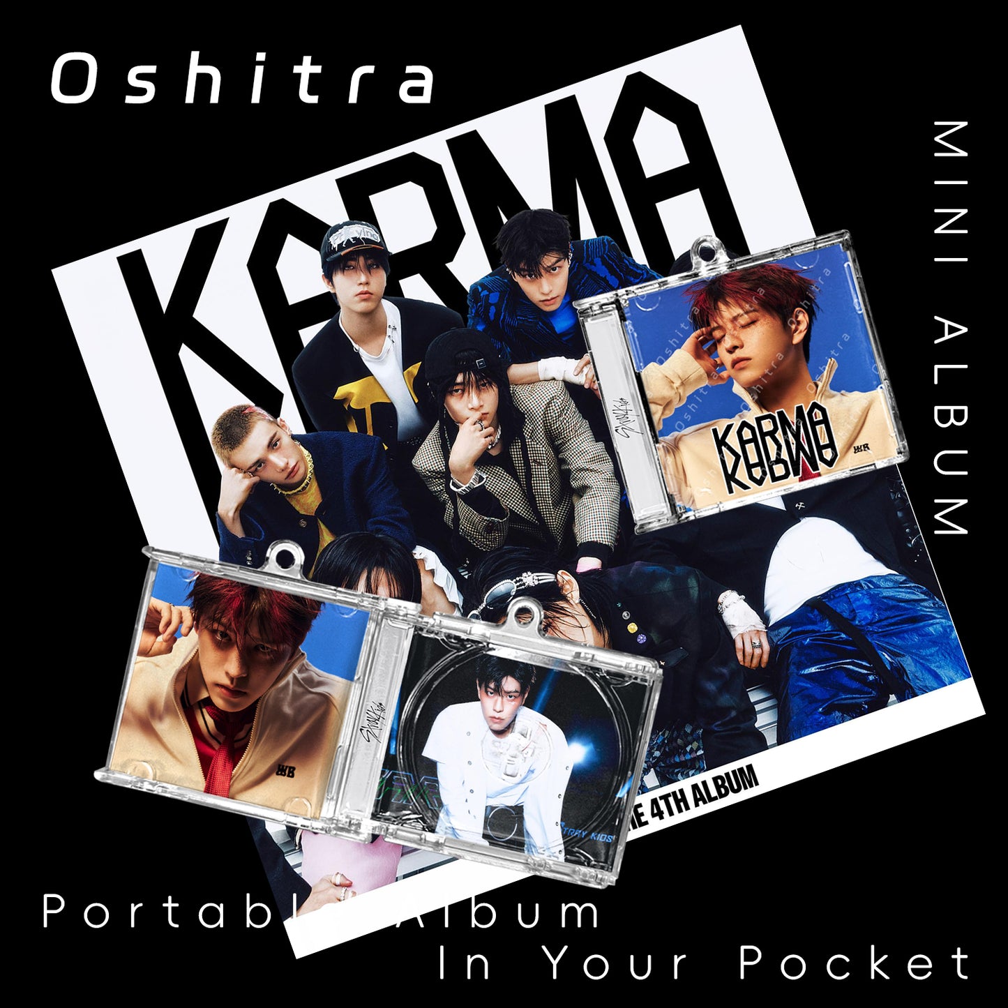 StrayKids「KARMA」Mini Album NFCミニアルバムキーホルダー スマホタッチで音楽再生 推し活グッズ