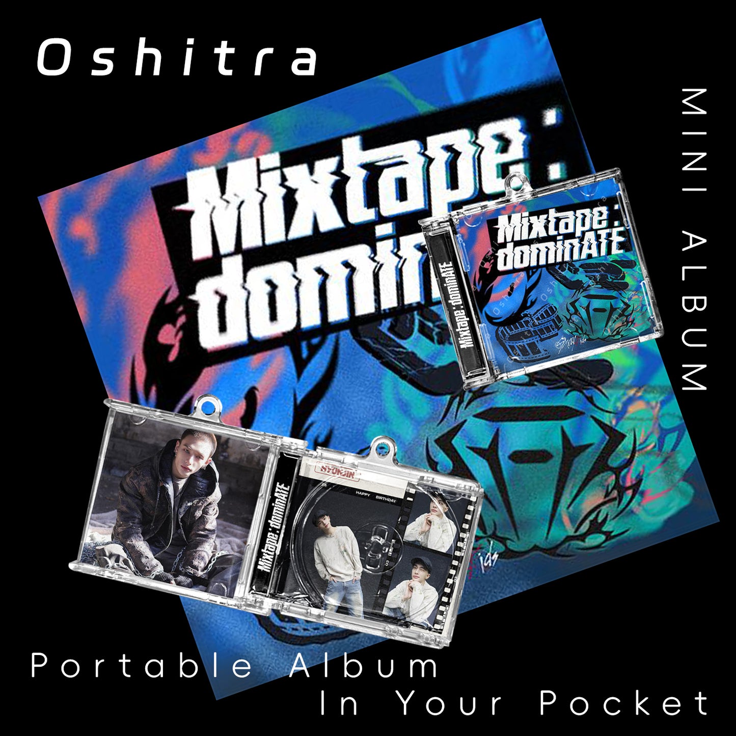 StrayKids「Mixtape dominATE」Mini Album NFCミニアルバムキーホルダー スマホタッチで音楽再生 推し活グッズ