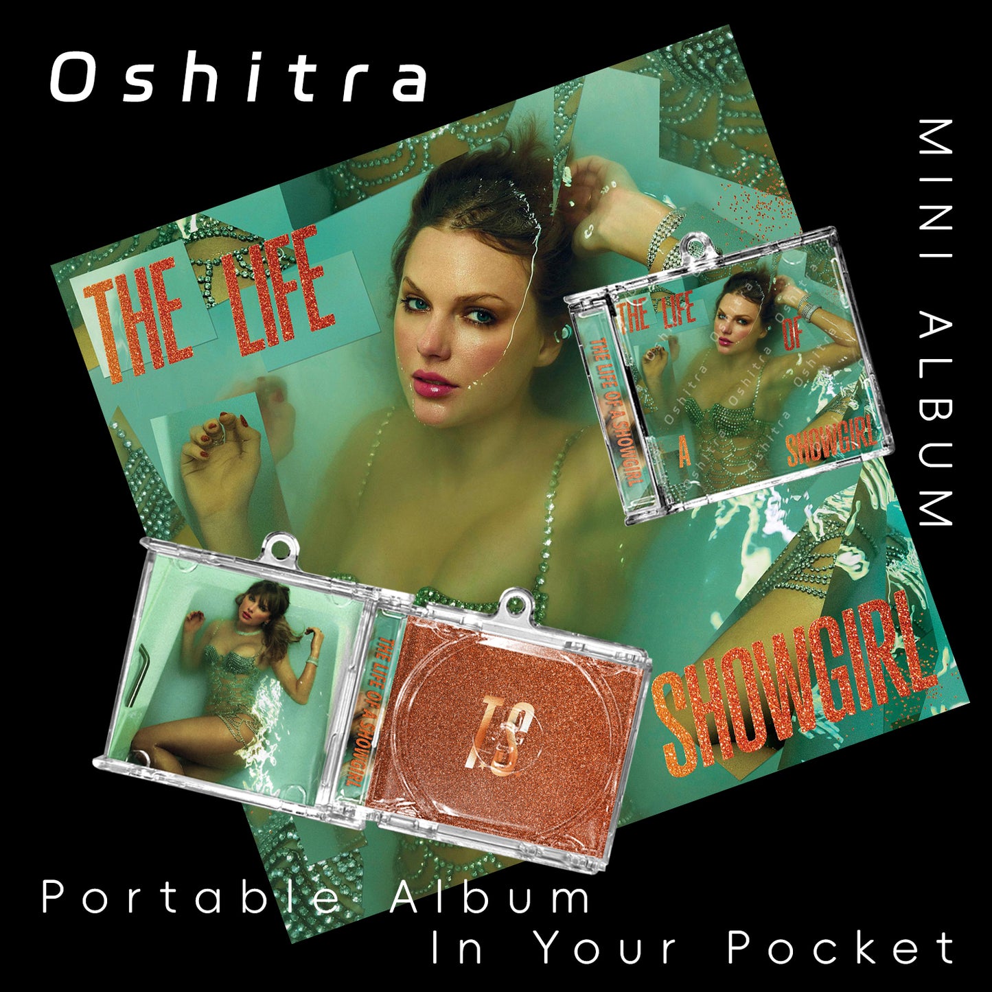 TaylorSwift「The Life Of A Showgirl」Mini Album NFCミニアルバムキーホルダー スマホタッチで音楽再生 推し活グッズ