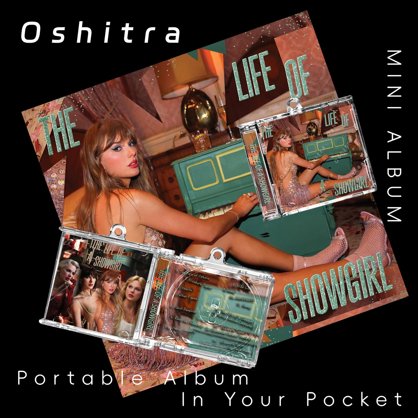 TaylorSwift「The Life Of A Showgirl」Mini Album NFCミニアルバムキーホルダー スマホタッチで音楽再生 推し活グッズ