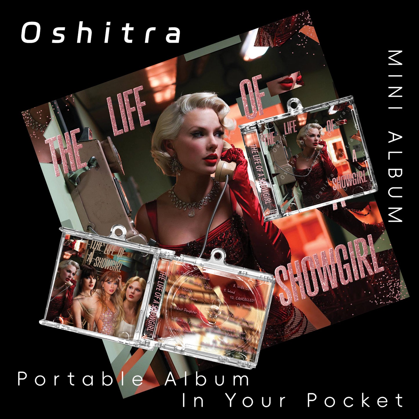 TaylorSwift「The Life Of A Showgirl」Mini Album NFCミニアルバムキーホルダー スマホタッチで音楽再生 推し活グッズ